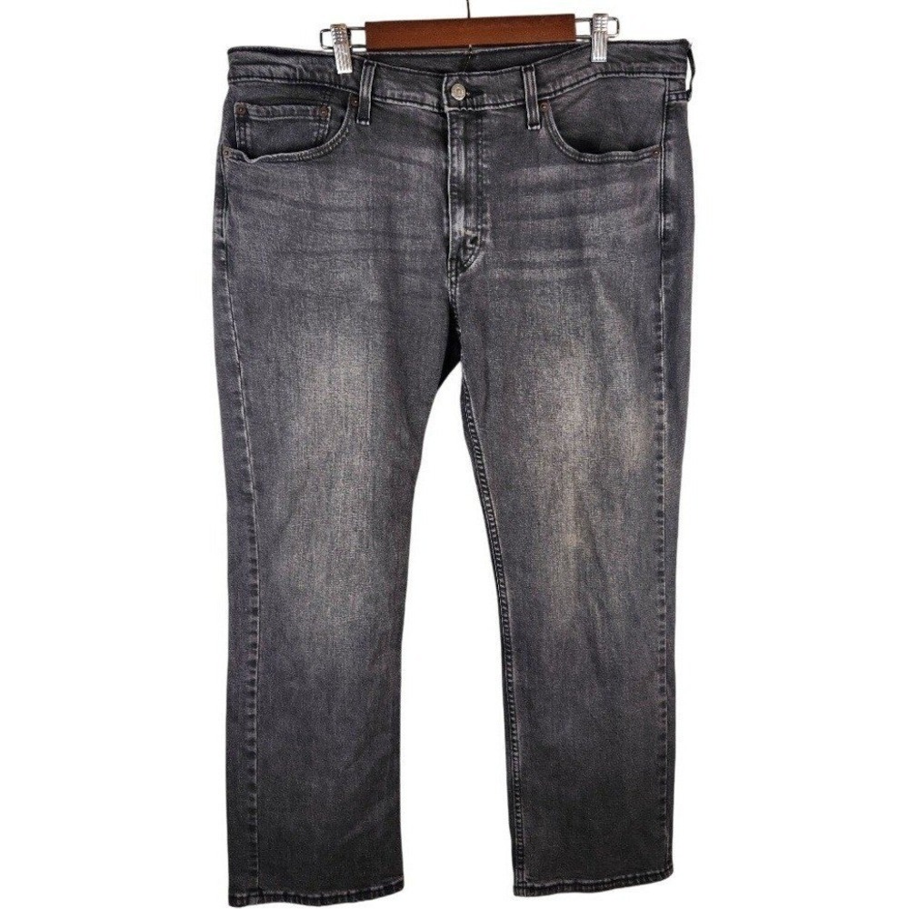 Levis 514 Straight Fit Jeans Mens 38x30 Faded Black Denim Pants Y2K Made In 1998